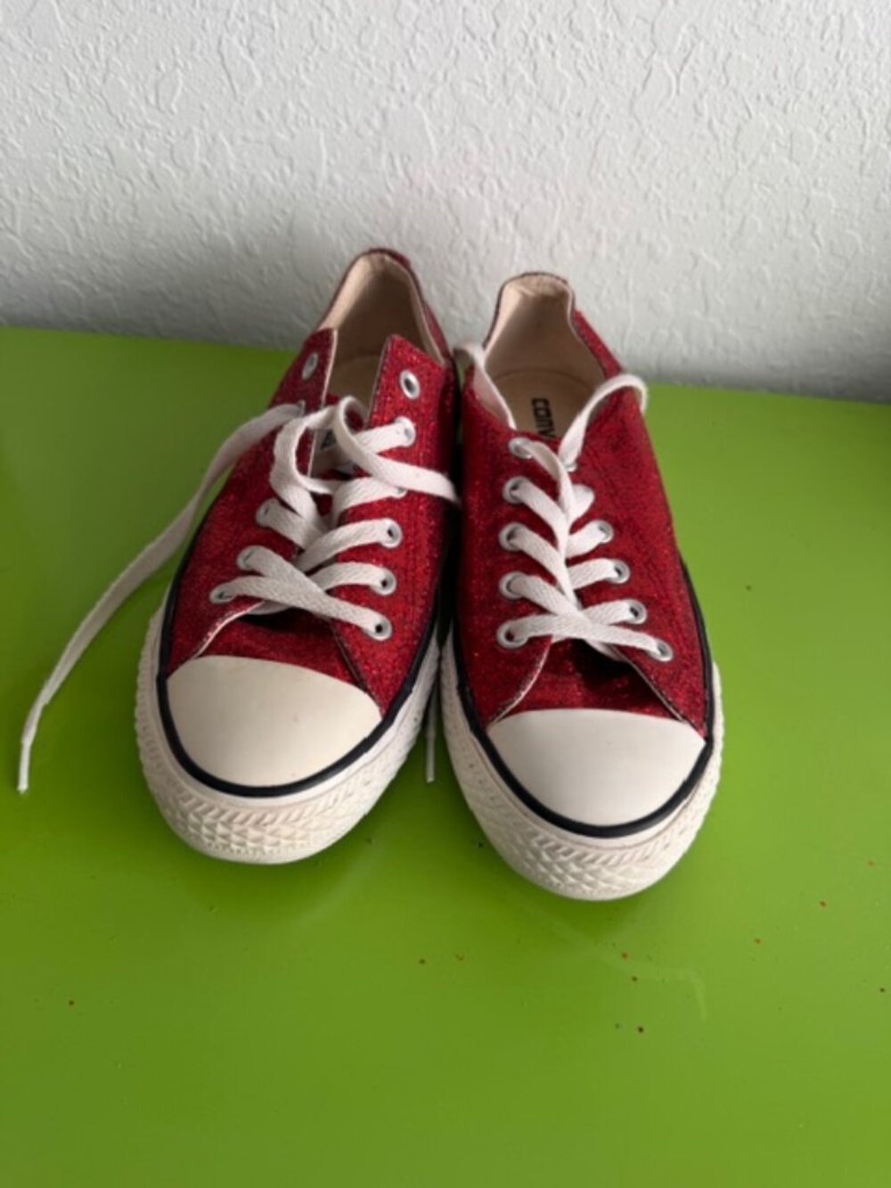 Custom Red Glitter Converse All Star W8
